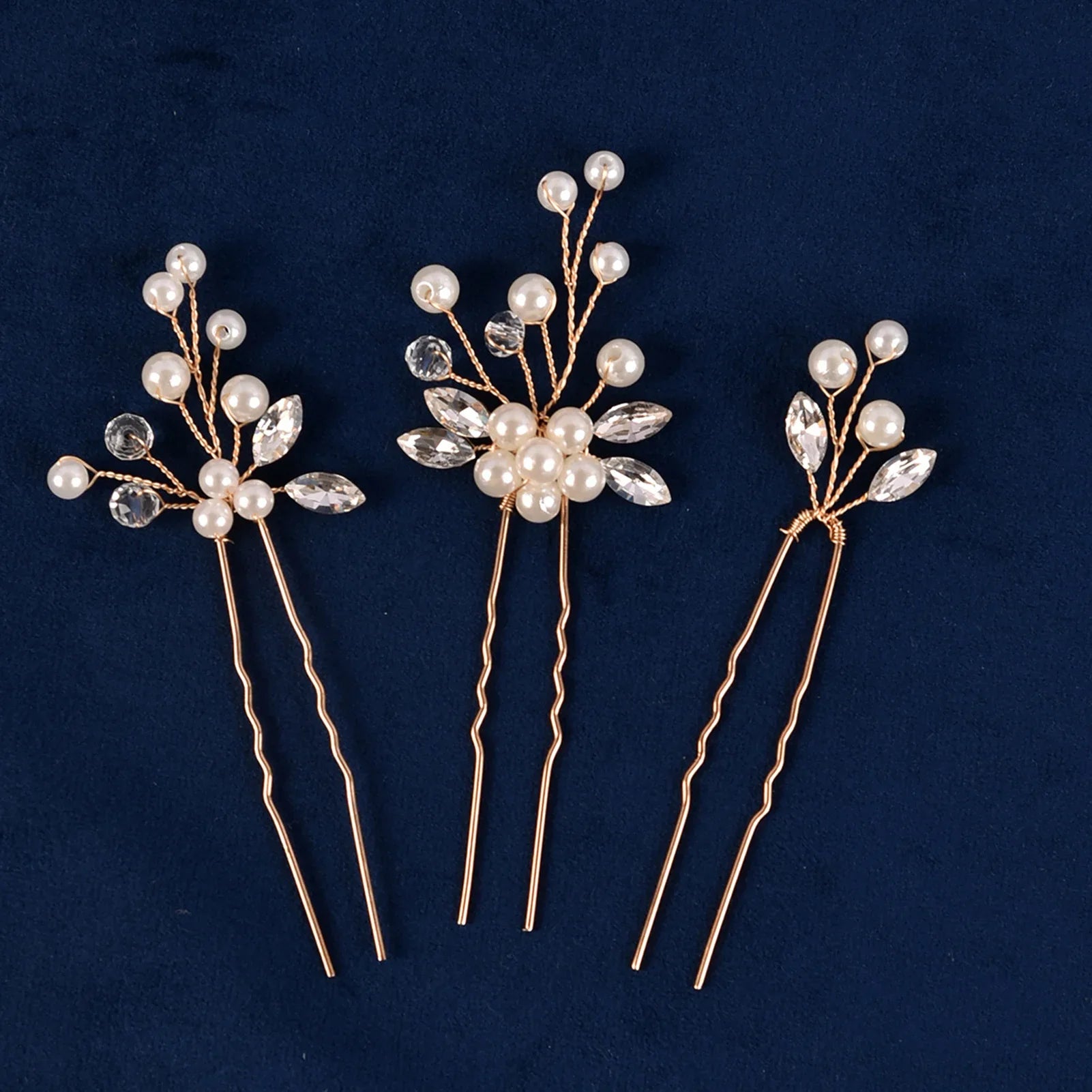 3Pcs Bridal Tiaras U-shaped Hairpin - Style 17