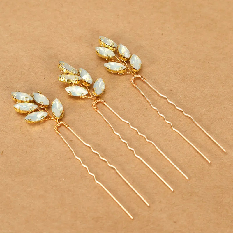 3Pcs Bridal Tiaras U-shaped Hairpin - Style 5