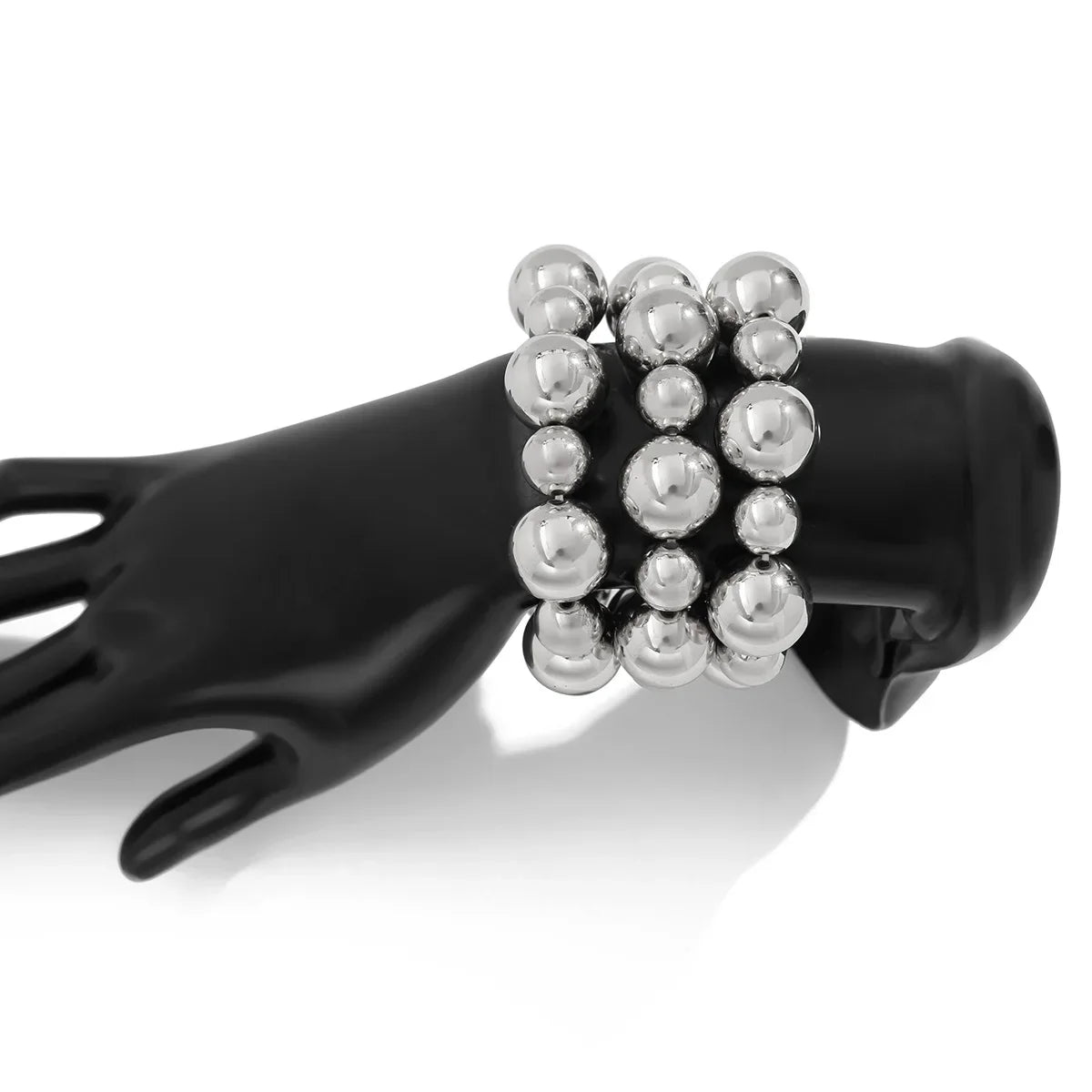 3PCS Punk Stretch Beads Bracelets - 5605 Silver