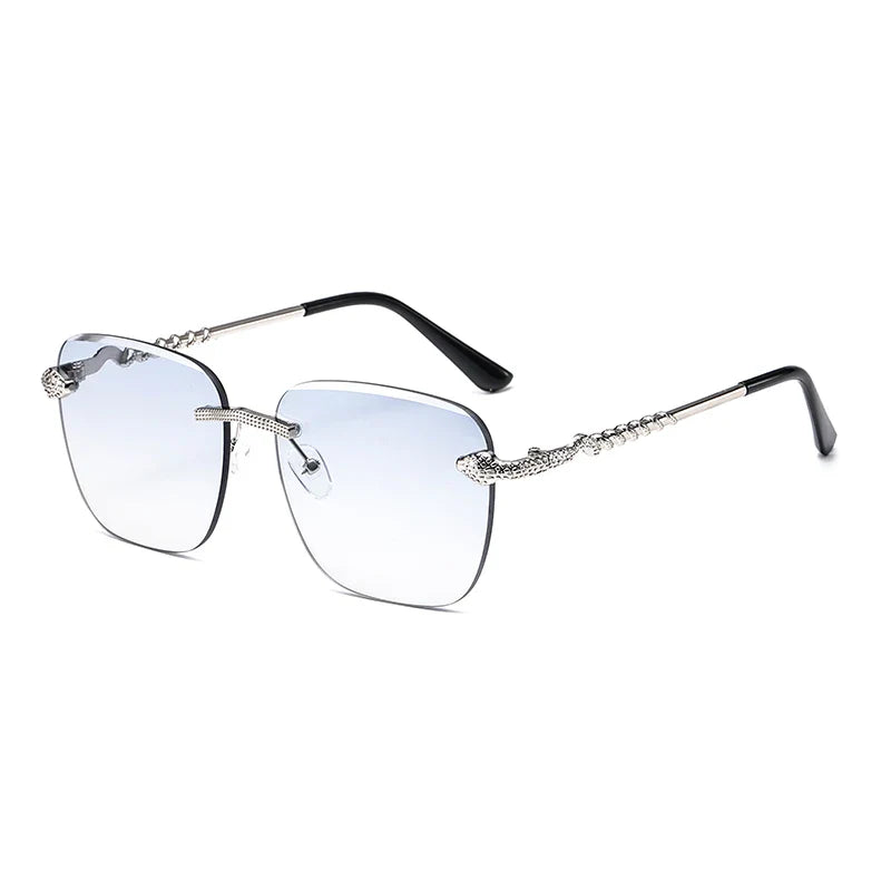3pcs Rimless Metal Rectangle Frame Sunglasses Women