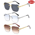 3pcs Rimless Metal Rectangle Frame Sunglasses Women - z09