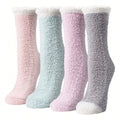 4 Pairs Thick Women Winter Warm Fuzzy Fluffy Socks - Mix Color-B / 35-39