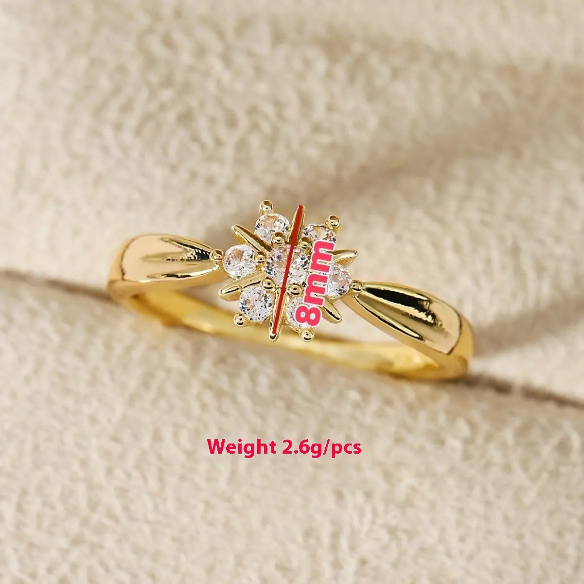 Flower Rhinestone-embedded Personalized Niche Design Shank Ring - Norellé