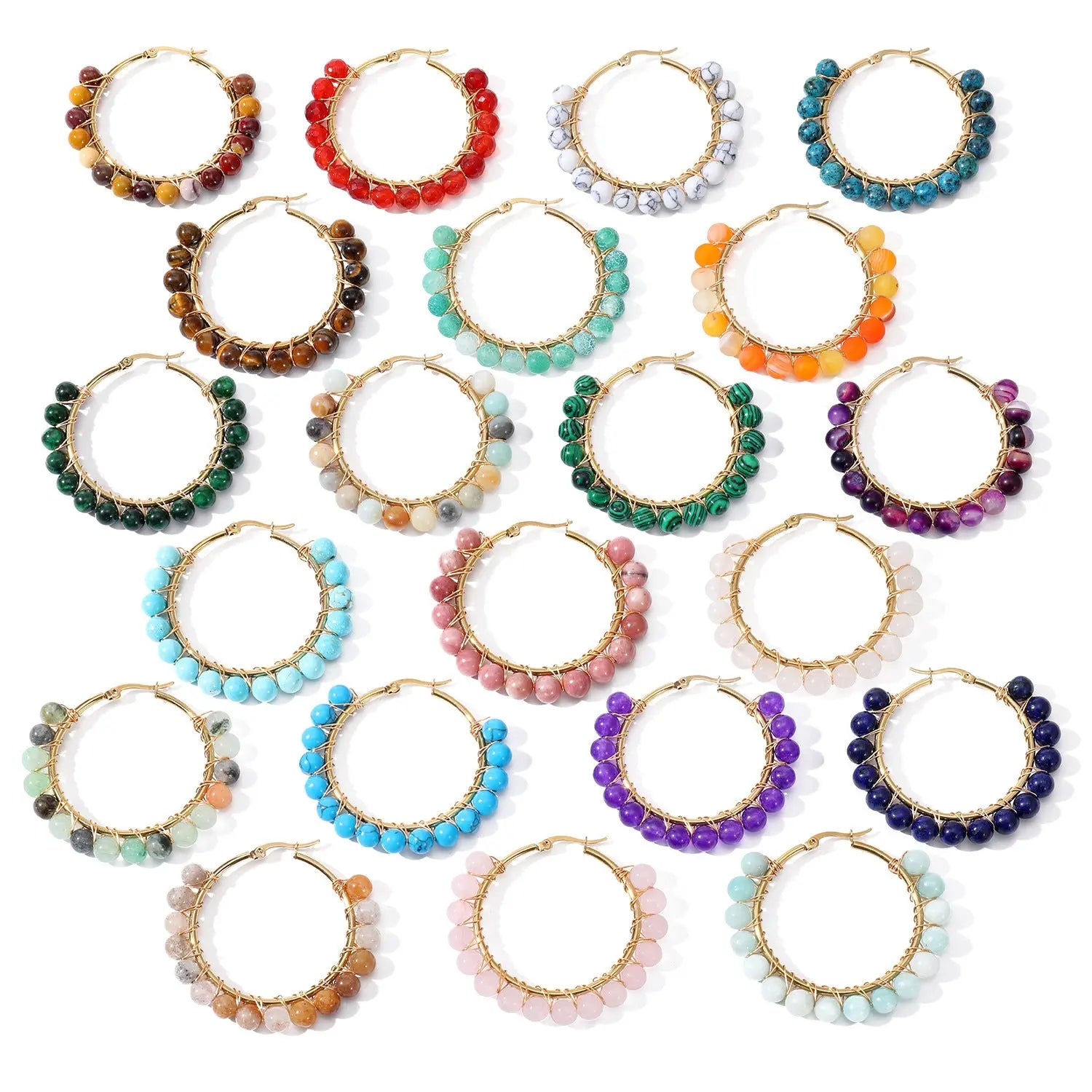 Natural Stone Stainless Steel Winding Earrings - Norellé