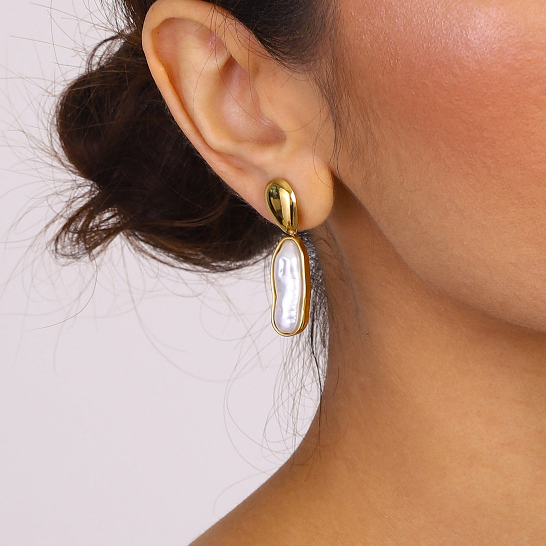Titanium Steel Pearl Stud Earrings Light Luxury High Sense Ornament - Norellé