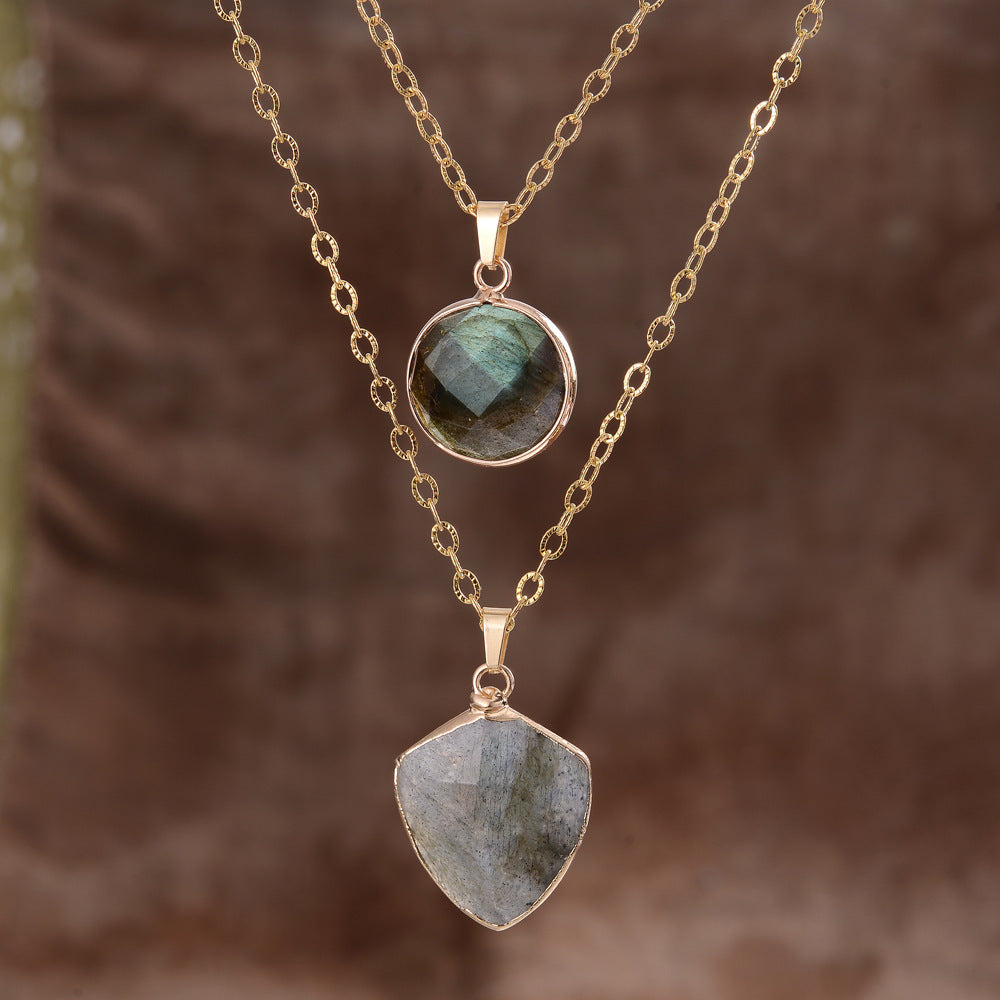 Moonstone Pendant Double Chain Necklace - Norellé