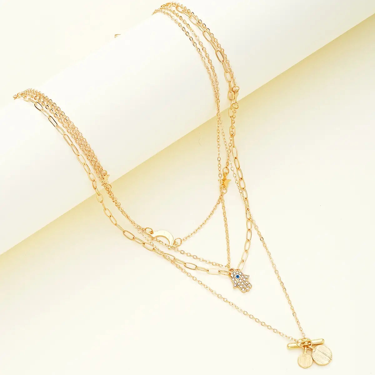 Retro Creative Palm Star Moon Necklace Fashion Personality Female