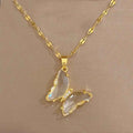 European And American Ins Crystal Zircon Butterfly Pendant Necklace - Norellé