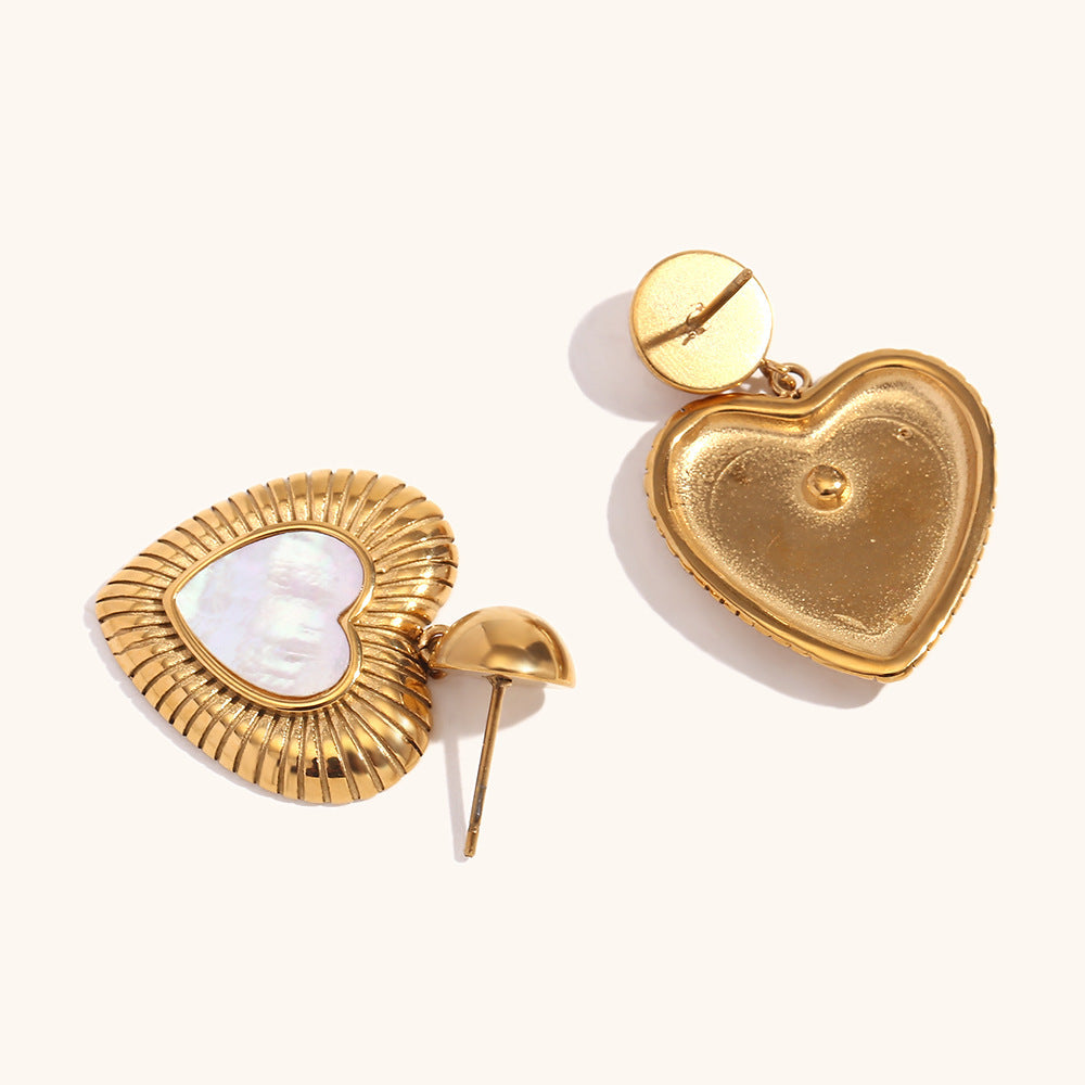 Retro Stainless Steel Gold Shell Light Earrings For Women - Norellé