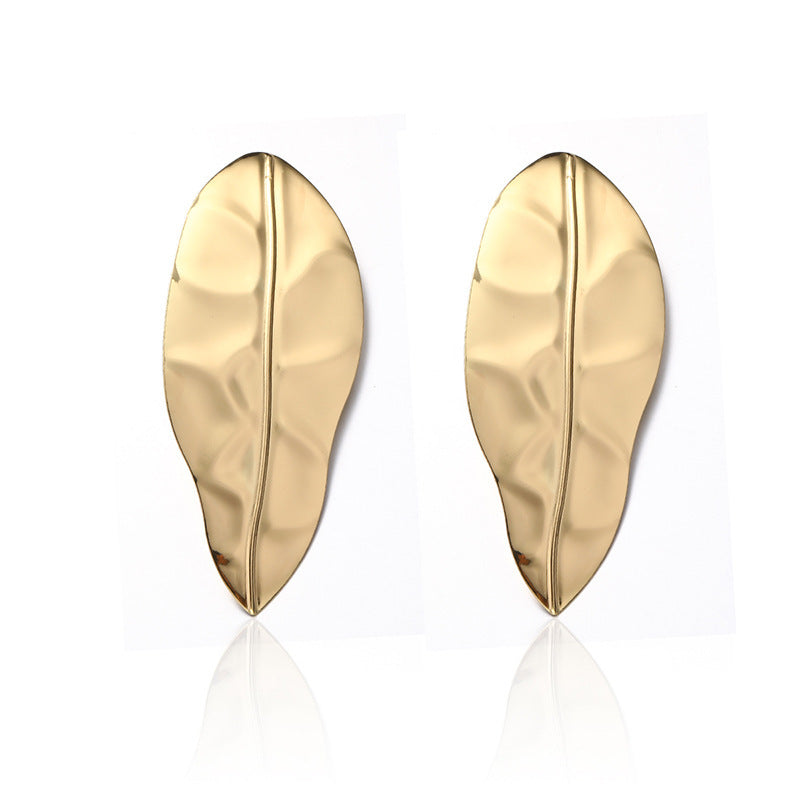 Europe And America Cross Border E-commerce Ornament Exaggerated Alloy Leaf Earrings - Norellé