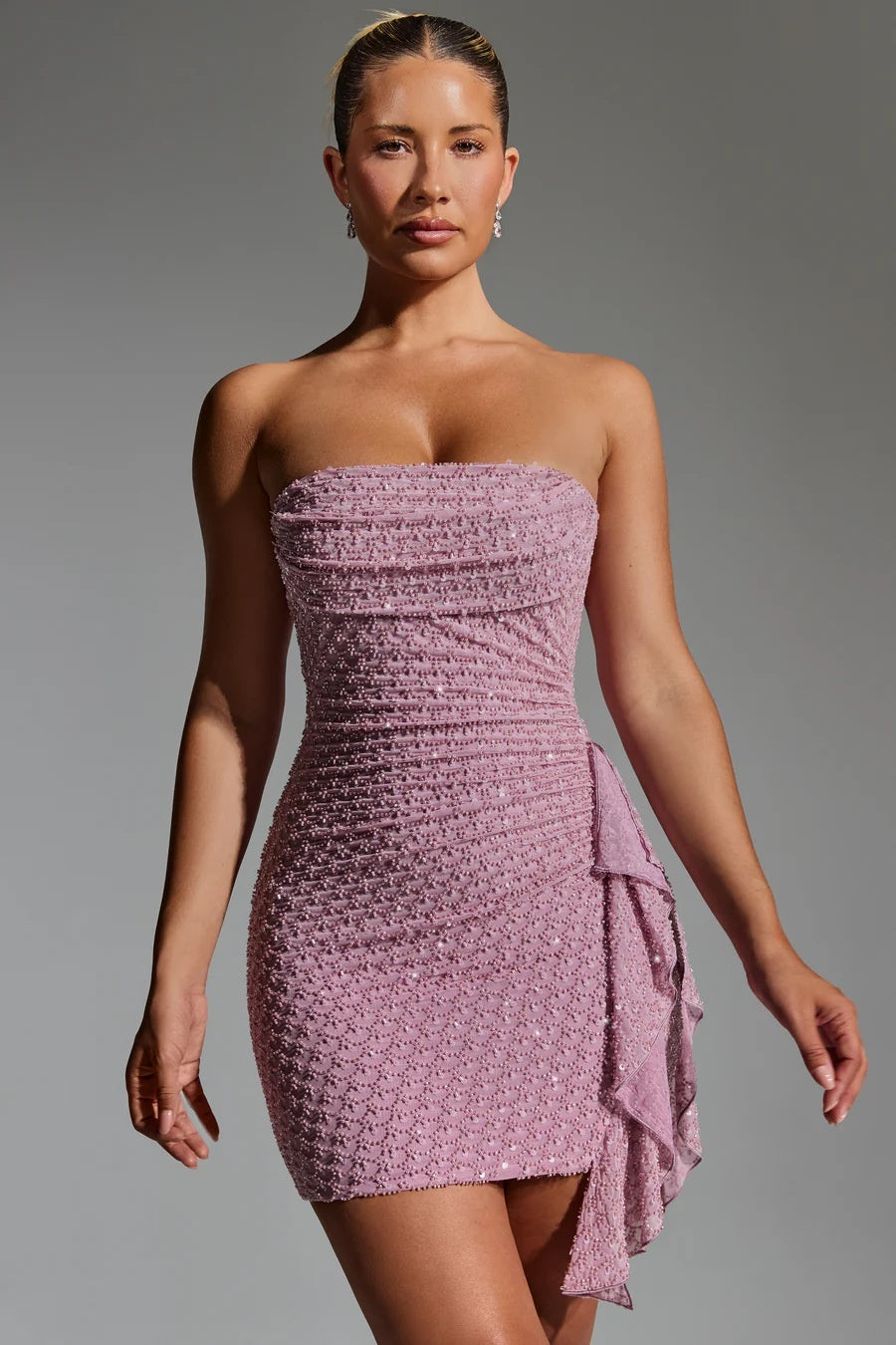 Stitching Tied Bandeau Short Skirt Sheath Dress - Norellé