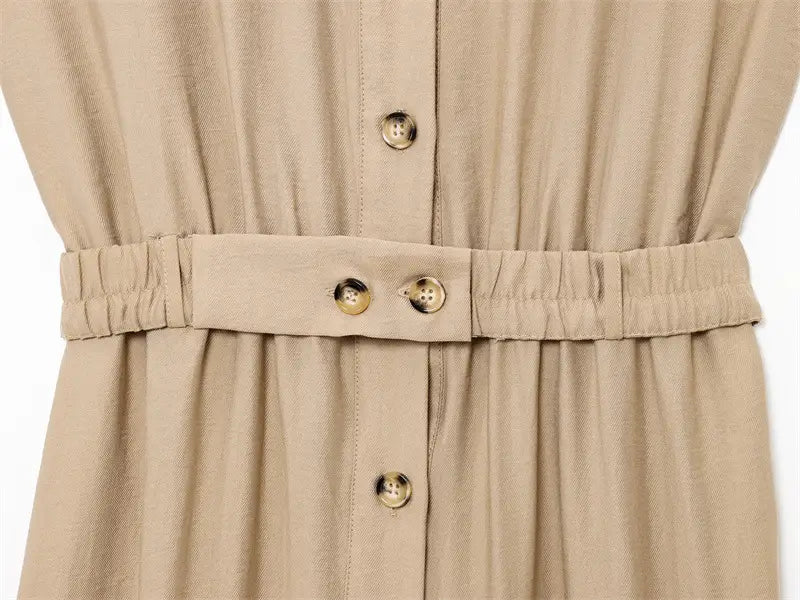 High-grade Sleeveless Slim With Belt Jumpsuit