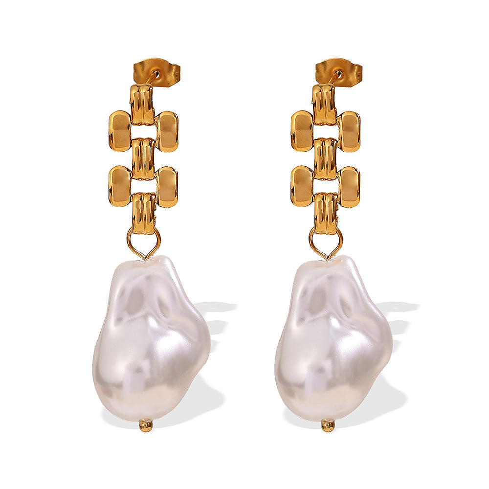 Women's 18K Gold French Style Temperament Vintage Chain Titanium Steel Earrings - Norellé