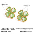 Stainless Steel Studs Ornament Green Agate - Norellé
