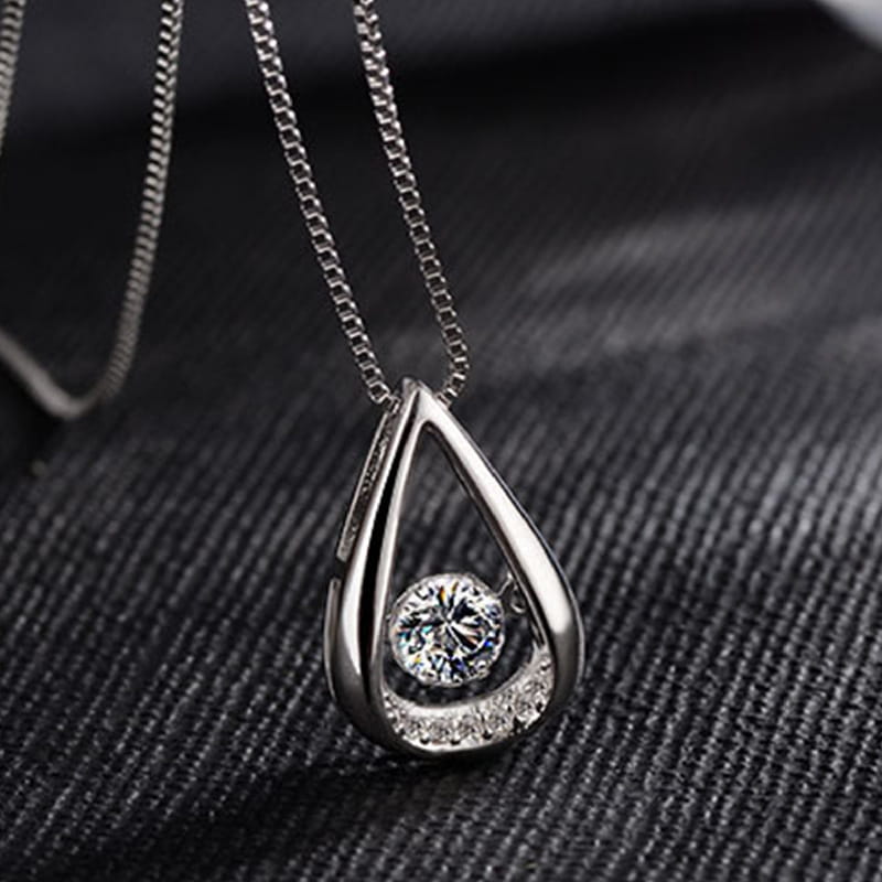 Drop-shaped Diamond-embedded Smart Pendant Necklace