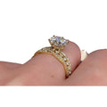 Golden Rhinestone Zircon Engagement Ring Romantic Princess Proposal Three-piece Ring Set - Norellé