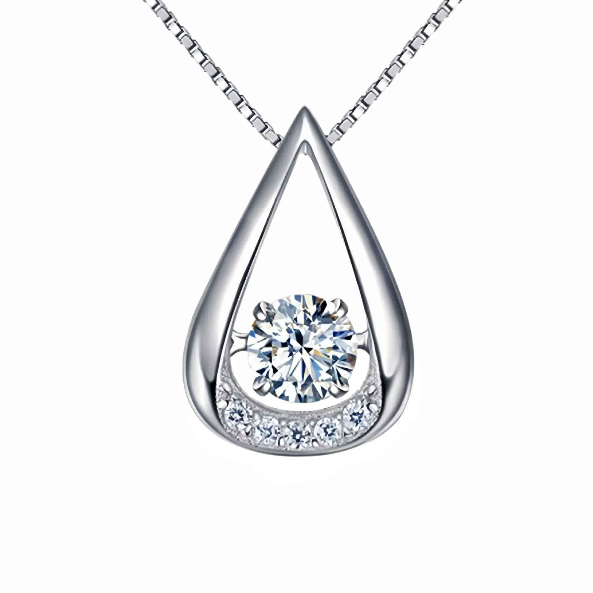 Drop-shaped Diamond-embedded Smart Pendant Necklace - Norellé