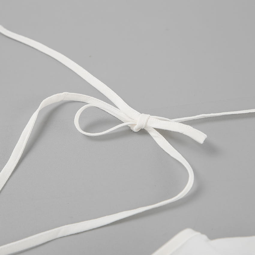 Cotton And Linen V-neck Backless Lace-up Top High Waist Casual Trousers Suit