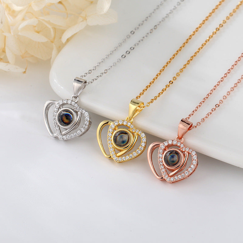 Language I Love You Love Heart-shaped Projection Necklace - Norellé