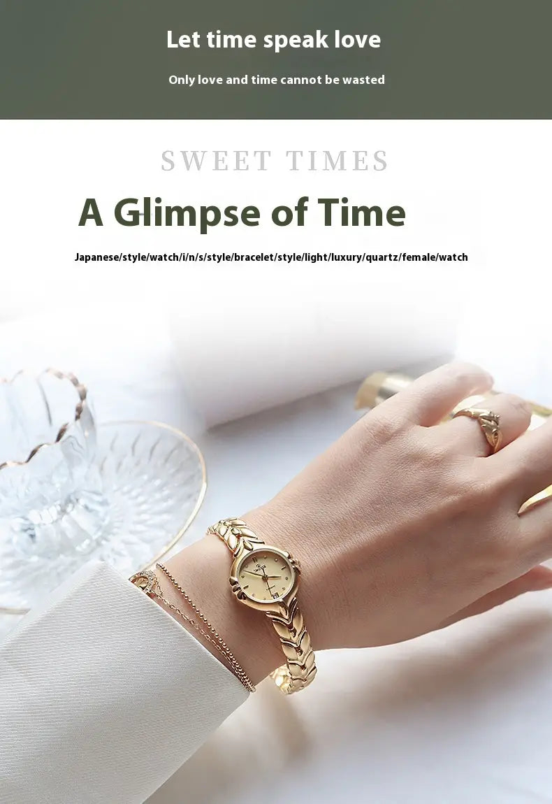 Retro Minority Round Senior Placer Gold Bracelet Women’s All-match Small Watch