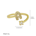 Cute 26 English Letters Open Adjustable Personality Ring - Norellé