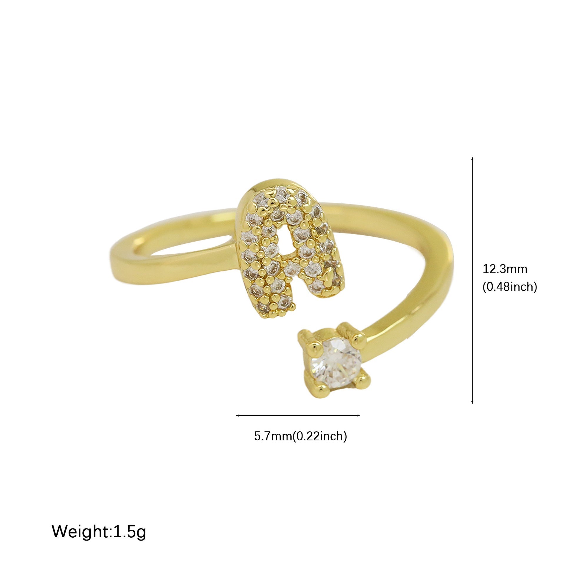 Cute 26 English Letters Open Adjustable Personality Ring - Norellé