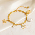 Ocean Style Shell Pendant 18K Gold Titanium Steel Bracelets - Norellé