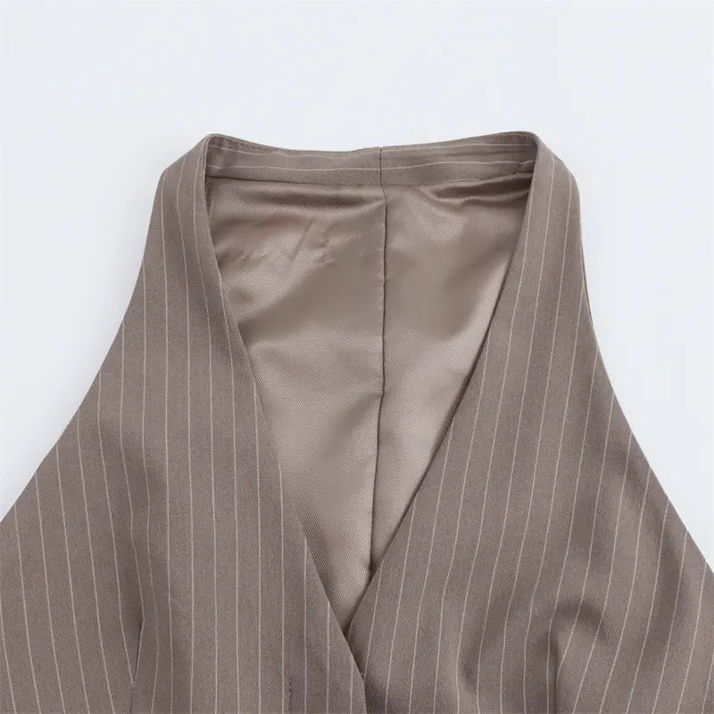 Women’s Fashion Temperament With Belt Vest Double Pants