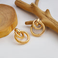 Fashion Geometry Pattern Stud Earrings Silver Needle Retro Hoop Earrings - Norellé