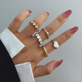 New 5-piece Set Of Love Oil Dripping Knuckle Ring - Norellé