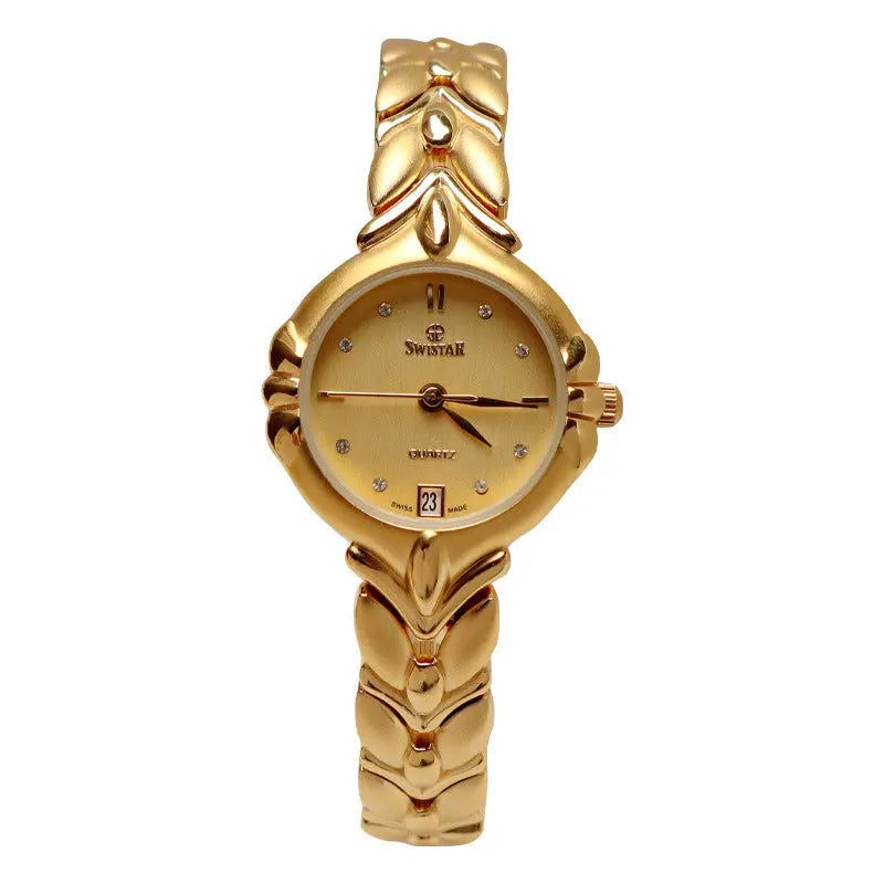 Retro Minority Round Senior Placer Gold Bracelet Women's All-match Small Gold Watch - Norellé