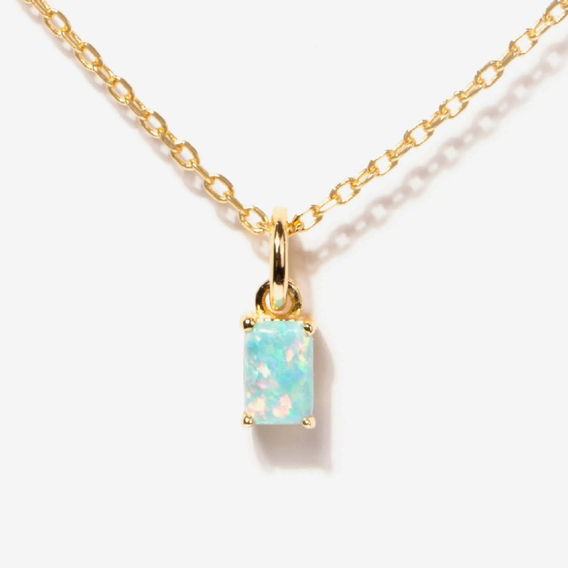 Rectangular 12month Birthday Stone Pendant Colorful Zircon Clavicle Chain - Norellé