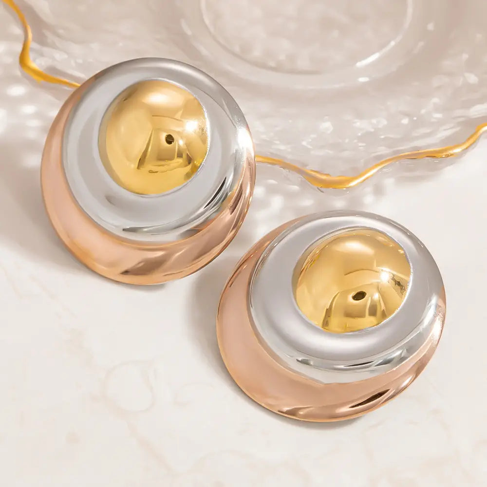 Stainless Steel Butterfly Two-color Three-color Ear Studs