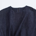 Round Neck Sleeveless Gold Inlaid Back Slit Denim Dress - Norellé