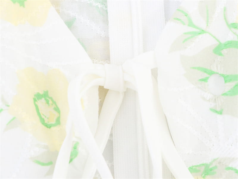 Printed V-neck Puff Sleeve Dress