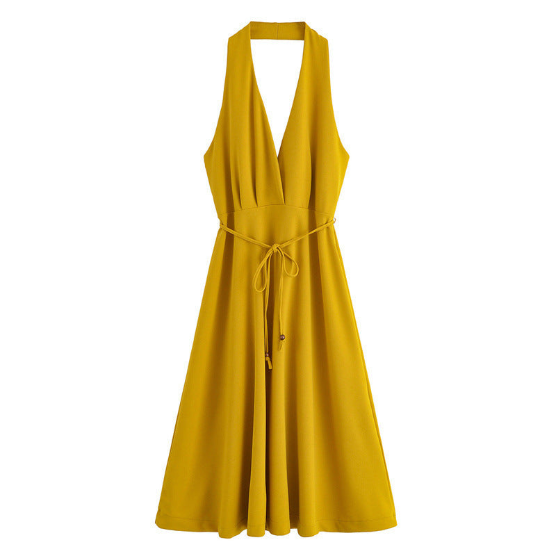 Summer Lace-up Hanging Collar Sleeveless Dress - Norellé
