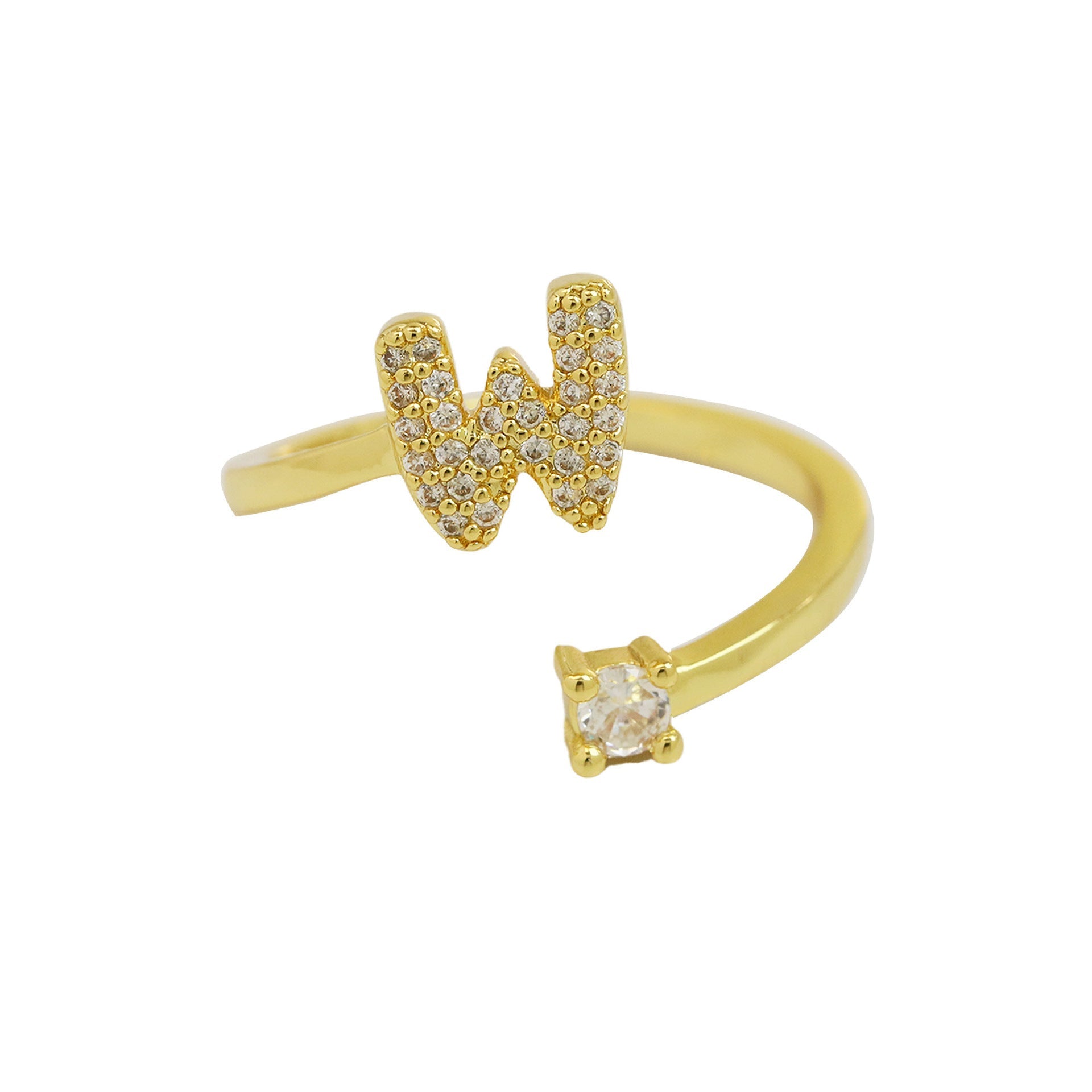 Cute 26 English Letters Open Adjustable Personality Ring - Norellé