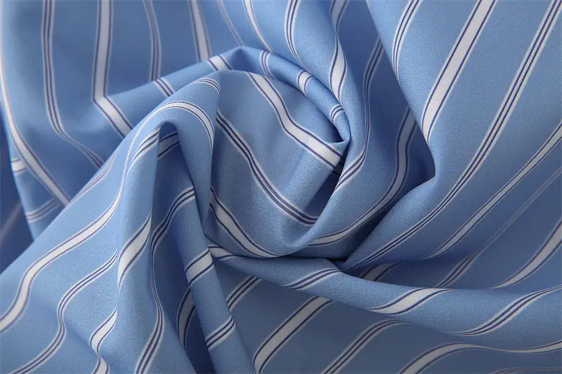 Striped Poplin Cotton Long-sleeved Lapel Shirt