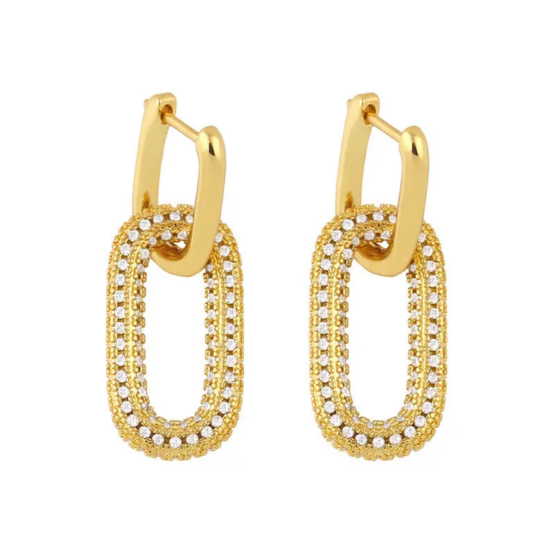 New Full Diamond Necklace Punk Rock Diamond-embedded Geometric Clavicle Chain - Norellé