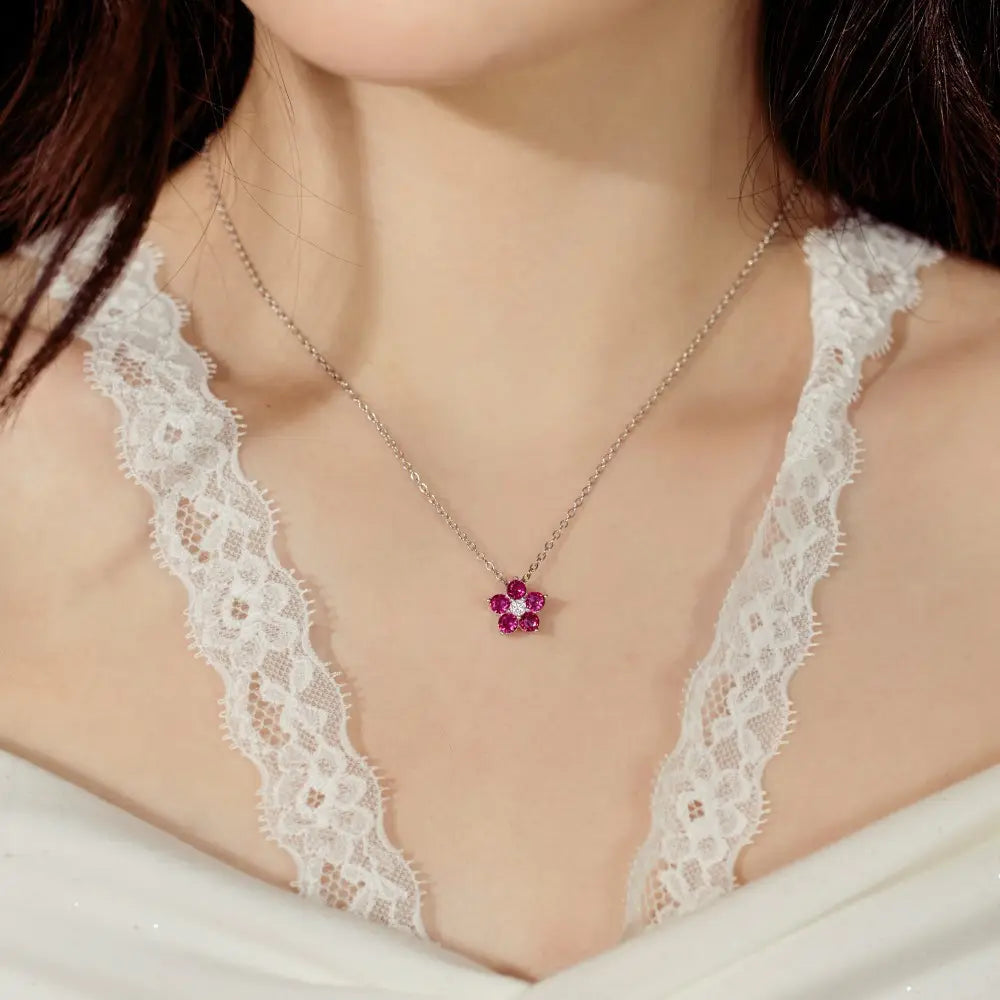 S925 Sterling Silver Necklace Women’s Advanced Oval Water Foam 8A Heart-shaped Zircon Flower Horse Eye Clavicle Chain