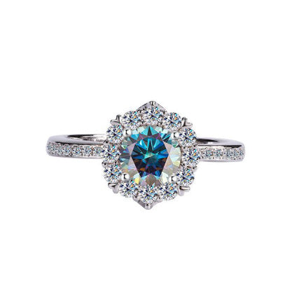 S925 Silver Moissanite Star River Diamond Ring Platinum Plated - Norellé