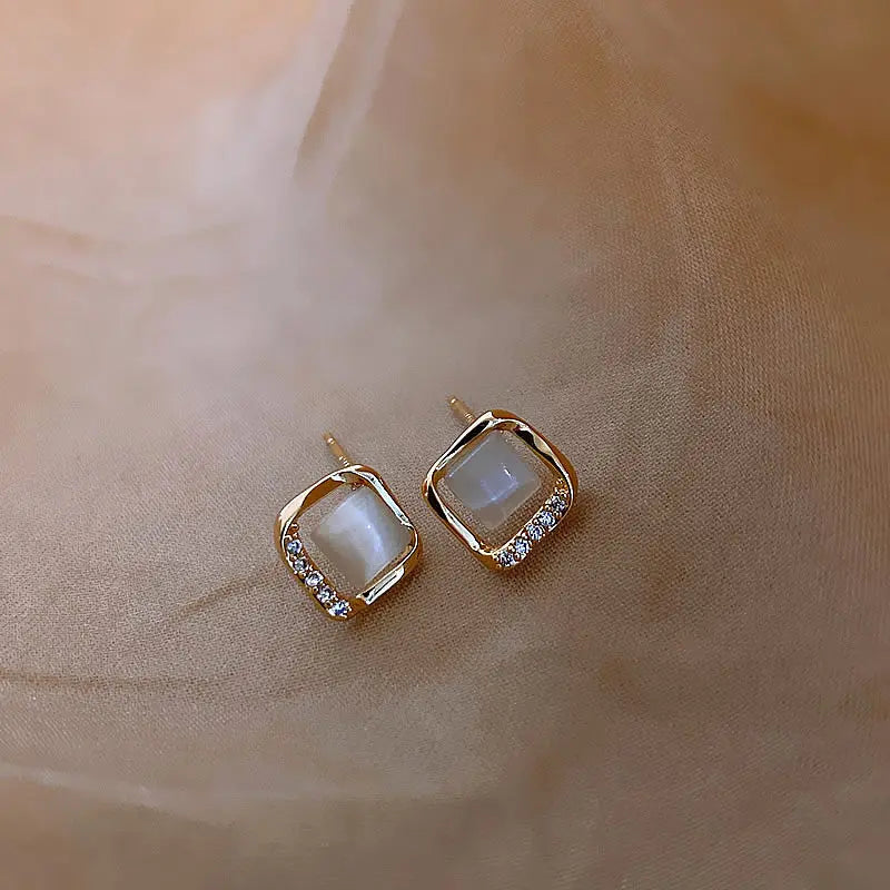 Small Square Ear Studs Light Luxury Minority Design Sense - Norellé