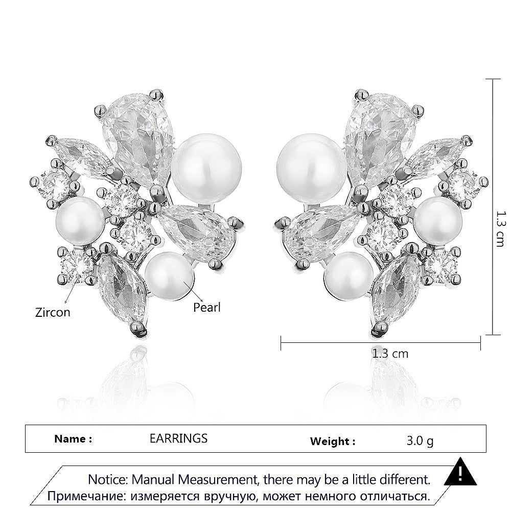 Freshwater Pearl Zircon Earrings Drop-shaped - Norellé