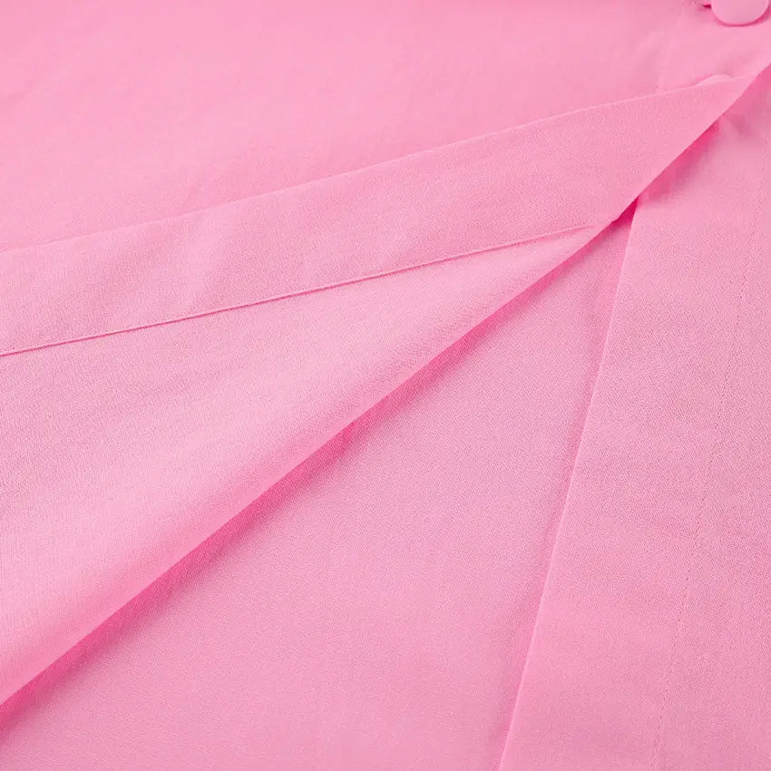 Cotton High Waist V-neck Dress Suit