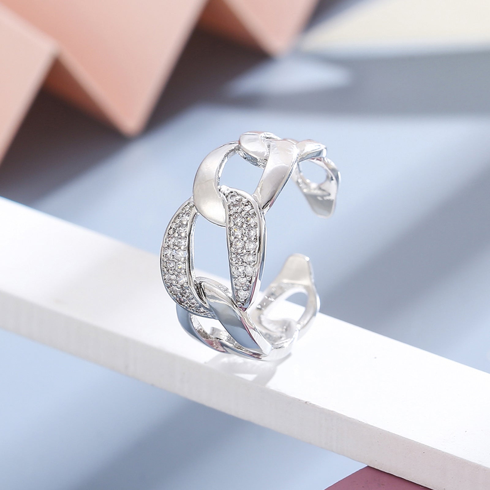 Creative Ring Opening Adjustable Woven Copper Inlaid Zircon - Norellé
