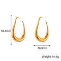 Fashion Simple Stainless Steel Plated 18K Curve Hook Earrings - Norellé