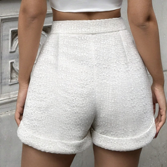 Ladies' Solid Color Linen Small Elegant And Fashionable Shorts - Norellé