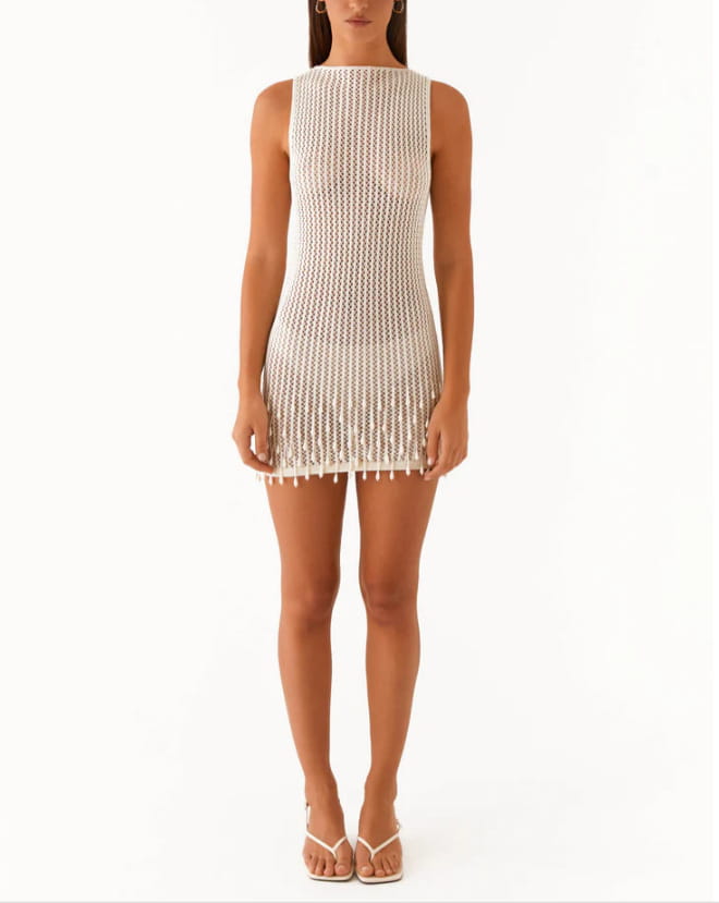 Women’s Knitted Hollow-out Sleeveless Suspender Skirt