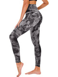 Leggings - Cropped High-rise Print Black Tie-dye - Norellé