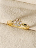 Flower Rhinestone-embedded Personalized Niche Design Shank Ring - Norellé